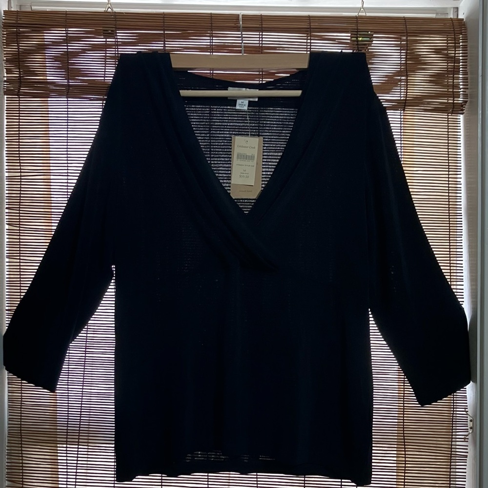 Coldwater Creek Black Crossover Knit Top - Picture 2 of 9